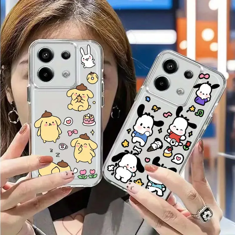 

Lazy Cute Pom Pom Purin For Redmi Note 15 14 13 12 12R 11E Pro Plus Turbo 4G 5G Space Shell Phone Case