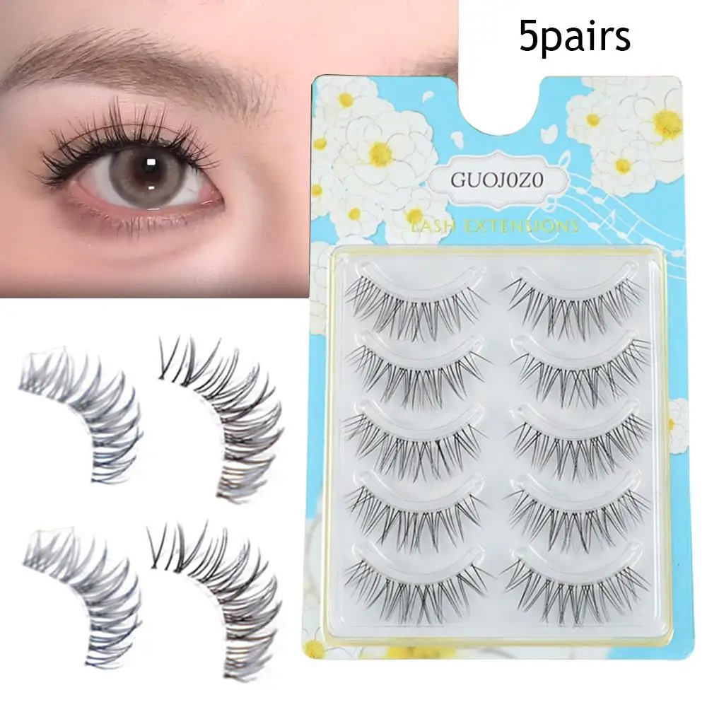Natural  Little Devil Long Fairy Lash Extension Cute False Eyelashes Cross Curling Big Eyes Wispy Decor Daily Eye Makeup Lash