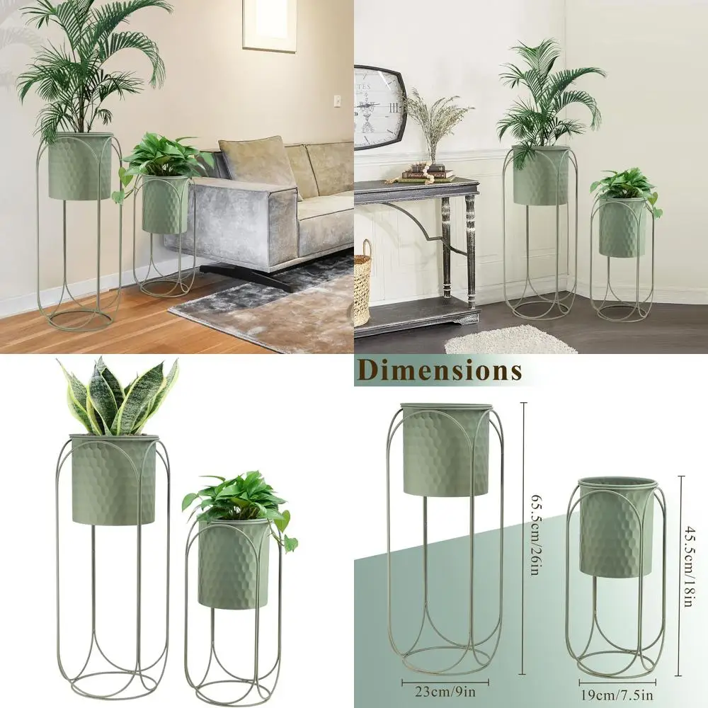 

Pair of 26 & 18 Indoor/Outdoor Planters with Stand for Large Plants - Ideal for Living Room, Kitchen, Office, Garden, Balcony, a