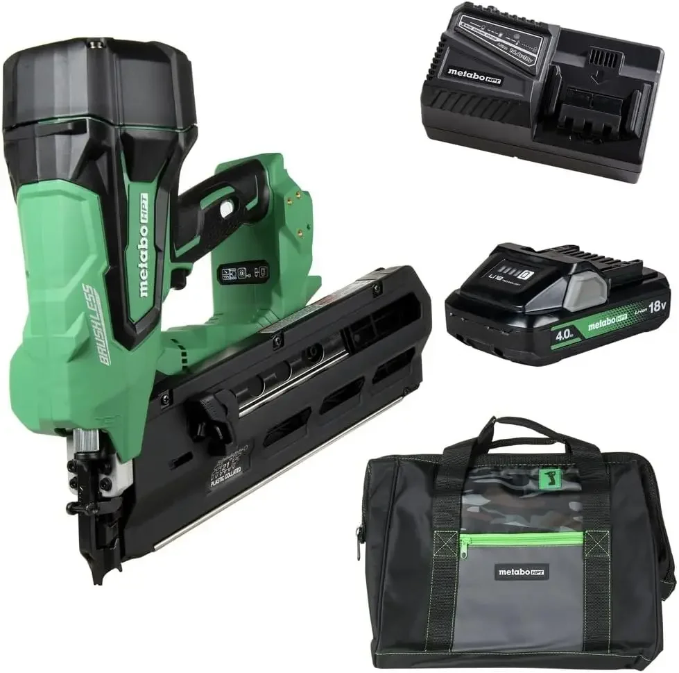 

Metabo HPT Cordless 18V MultiVolt™ Framing Nailer Kit | 21 Degree Magazine | Round Head Nails from 2-Inch up to 3-1/2-Inch