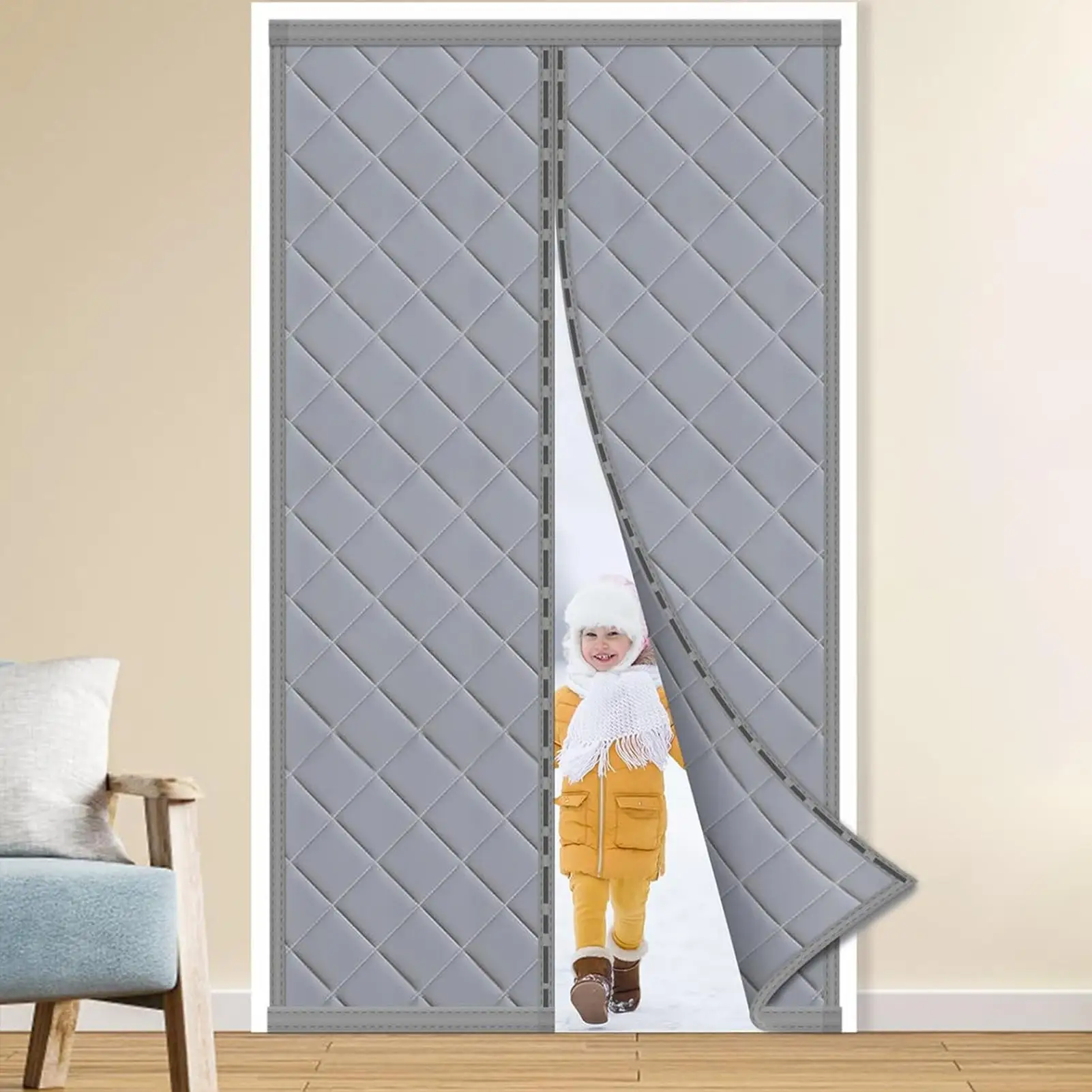 

Door Cover Self-Closing Windproof Cold Draft Blocker Magnetic Door Curtains For Closet For Home Room Apartment Patio Porch