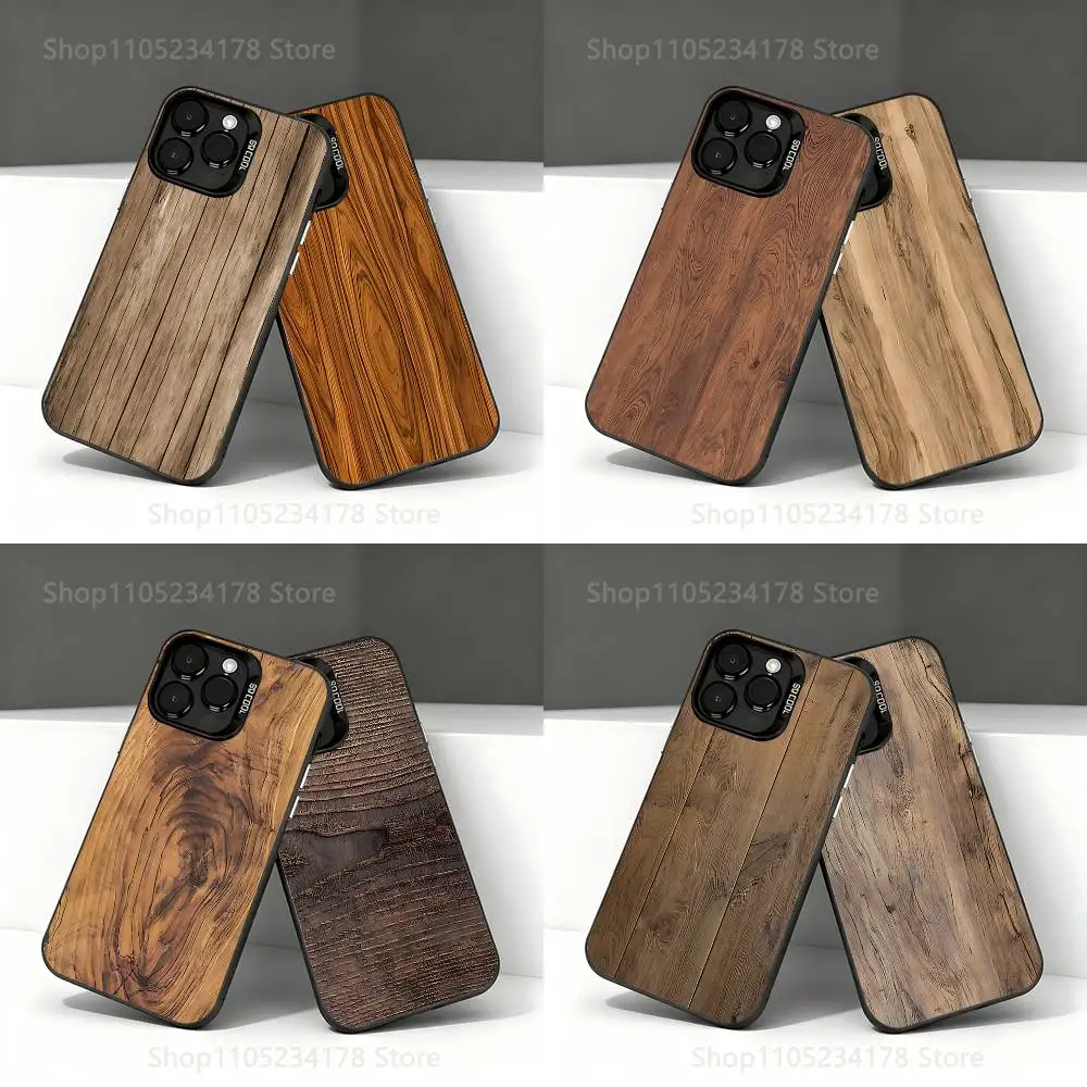 

Natural Warm Wood Black Phone Case Compatible with iPhone 17 16 15 14 13 12 11, Pro, Max, Plus, E, Air, Mini