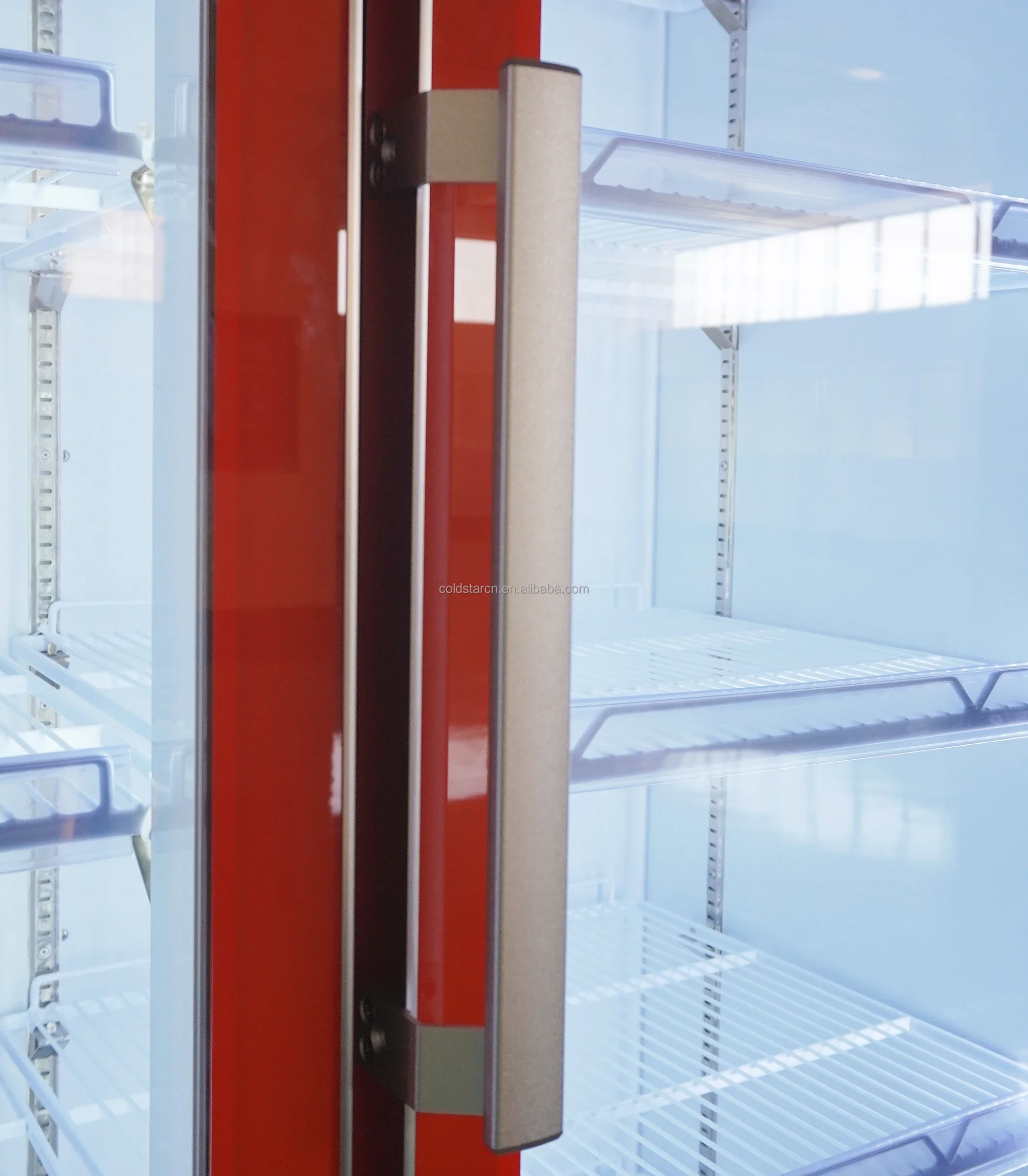 معدات التبريد التجارية ذات الباب المزدوج، عرض المشروبات الباردة، ثلاجة عرض زجاجية للسوبر ماركت
