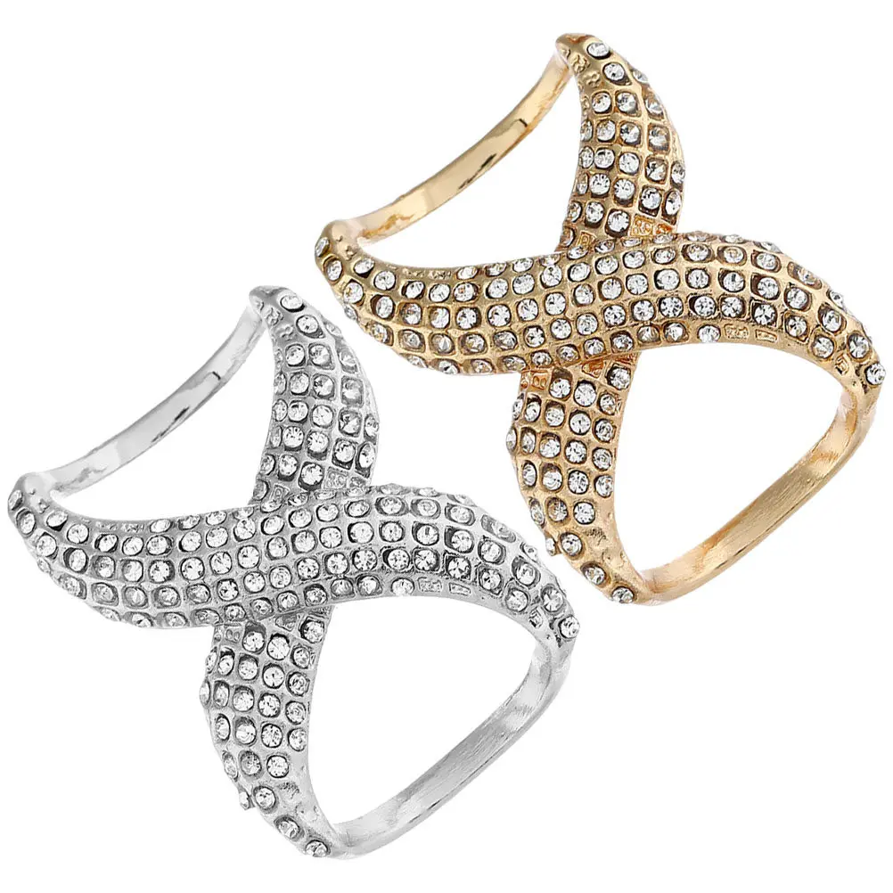 2Pcs Fashion Scarf Rings Rhinestone Silk Scarf Clips Shawl Buckle Clasps for Women Party Wedding Ring Holder