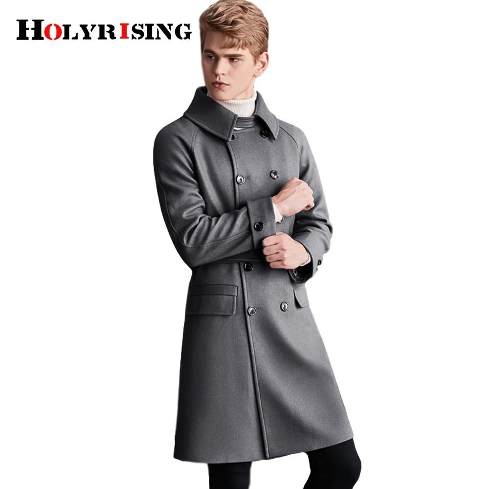 Holyrising Men wool coat Over-the-knee en long 2024 winter new M-6XL size luxury extra-long for men 3 color