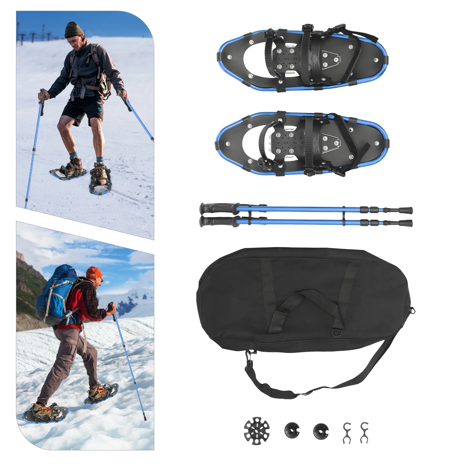 21 Inch Snowshoes for Men Women Youth, Adjuatable Trekking Poles Outdoor Skiing Shoes