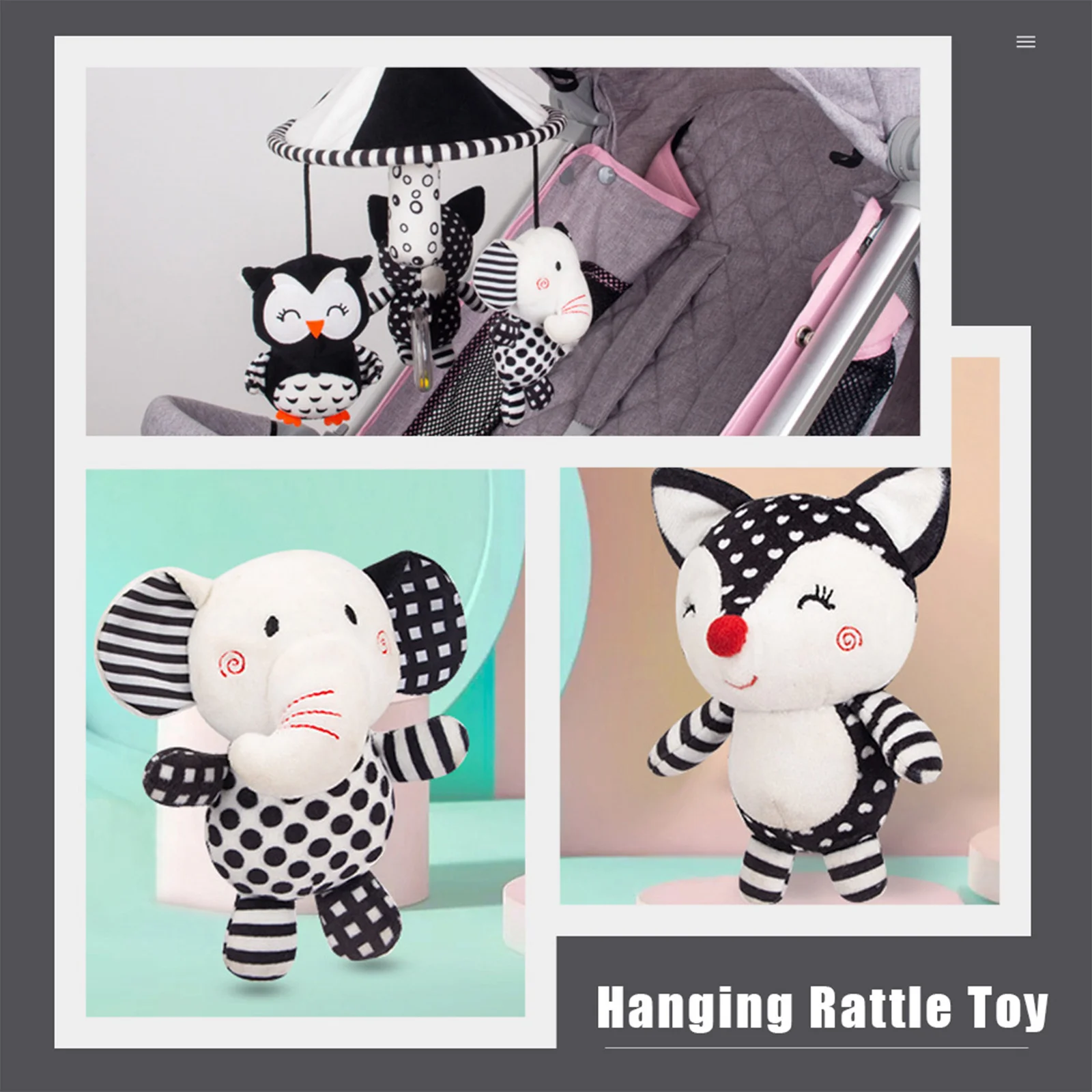 Cama de bebê pendurado elefante chocalho berço pingente infantil calmante conforto interativo desenvolvimento habilidades motoras pendurado chocalho
