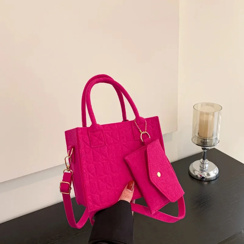 New Zipper Women Shoulder Bag Solid Color Felt Crossbody Bags for Women Casual Handbag