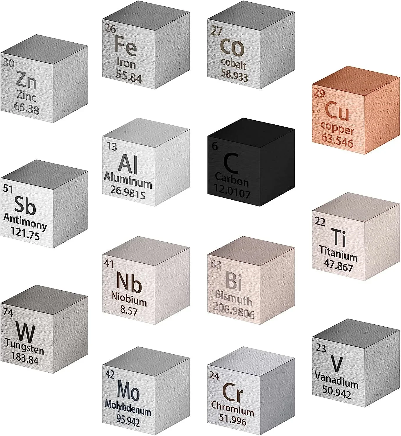 

14 Pieces Element Cube Set 10 Mm Density Cubes Metal Periodic Table Cubes