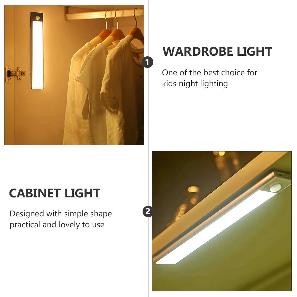 

1Pcs Simple Body Sensing Cabinet Light Thin LED Ultrathin Stick-on Wardrobe Lamp Night Light Home Closet Lighting Tool