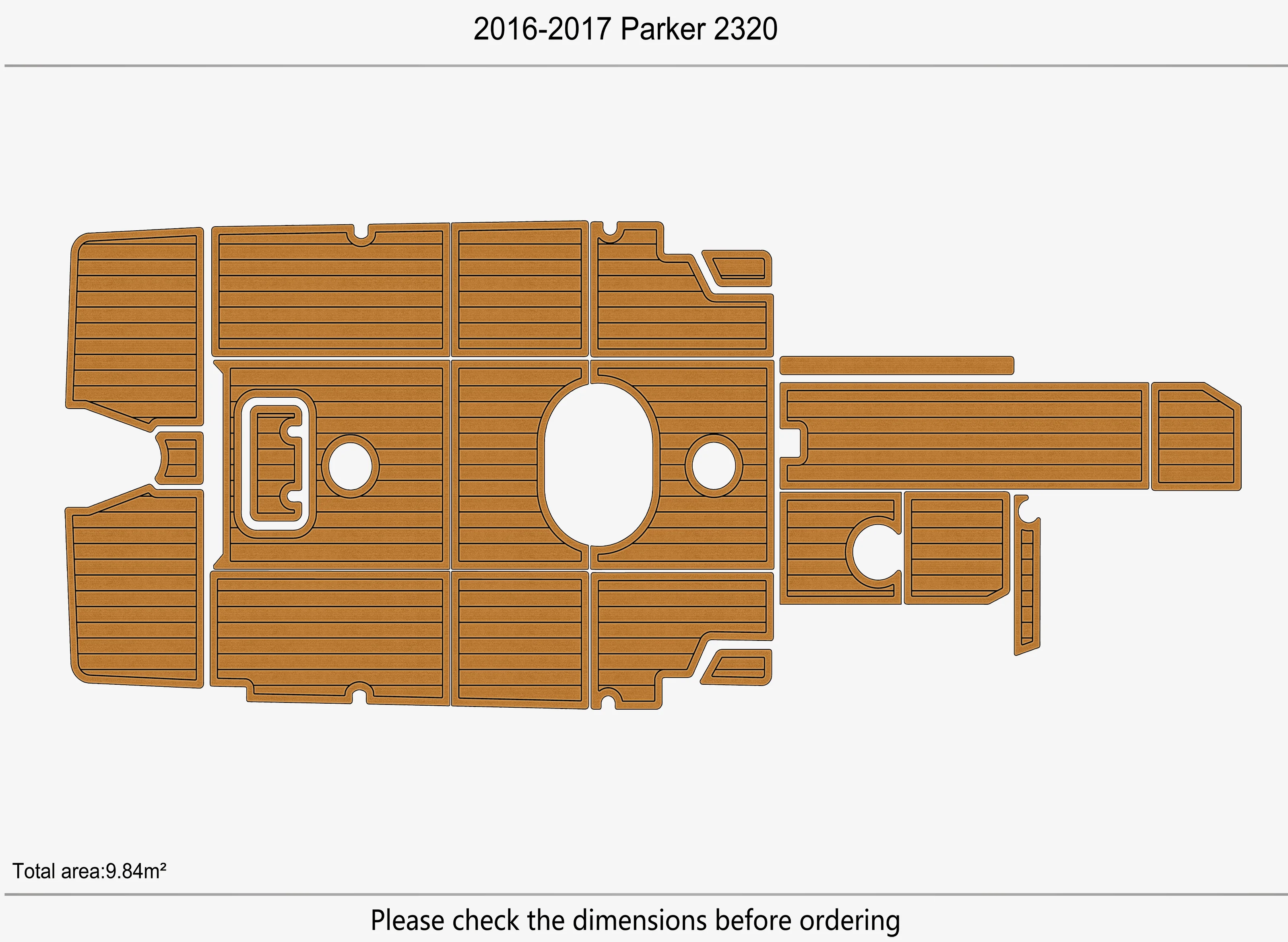 Anti-Skid EVA Faux Teak Self-Adhesive 6mm Boat Decking Pad for 2016 Parker 2320 Yacht Cockpit Durable Marine Flooring
