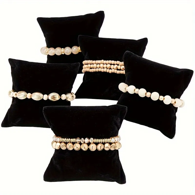 2pcs Black Flannelette Bracelet Cushion Pillow Small Cotton Pillow Holder Watch Display Pillow Fixed Pillow Insert Pillow Core