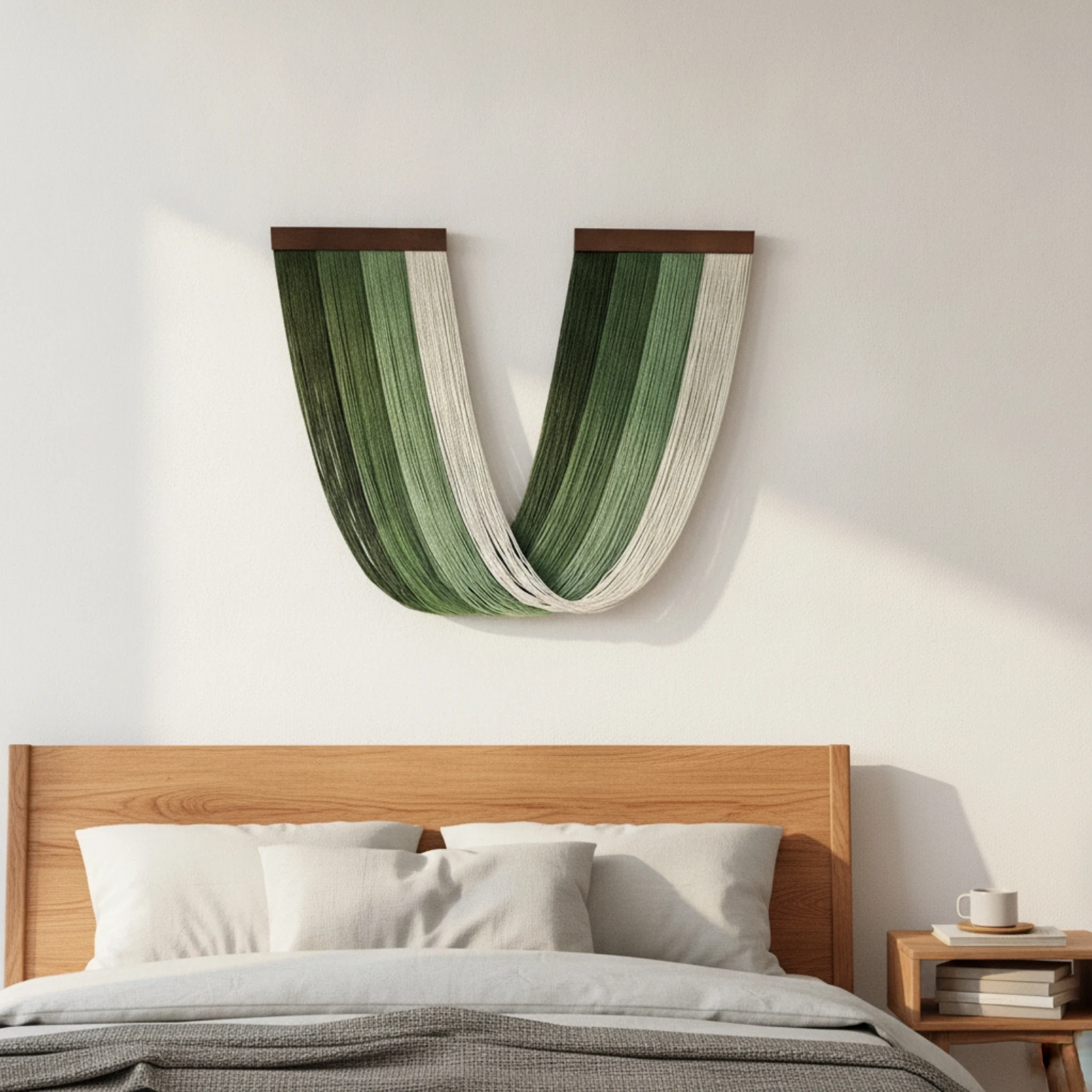 Tapestry with Wooden Bar Woven Fringe Wall Hanging Macrame Wall Hanging with Wooden Stick Large Decorative for Living Room