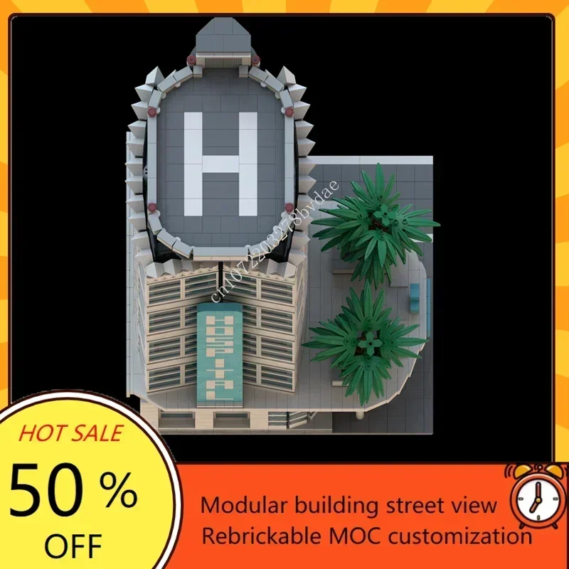 2568PCS South Beach Hospital Modular MOC Creative street view Model Custom Puzzle Architecture Education Assembly Toys Gift