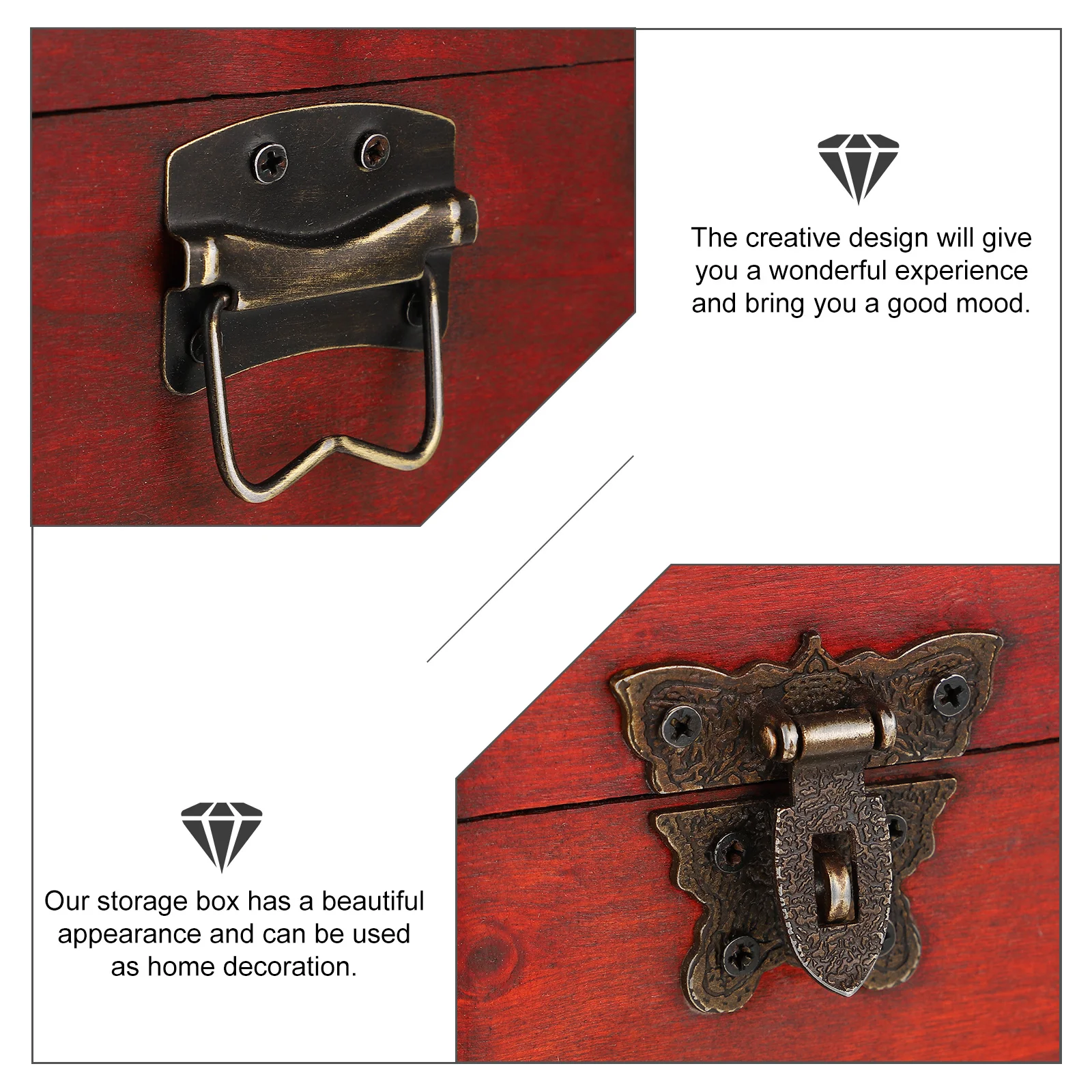 

1Pcs Wooden Lock Vintage Jewelry Storage Box Household Desktop Organizer Sundries Desktop Box Jewelry Container