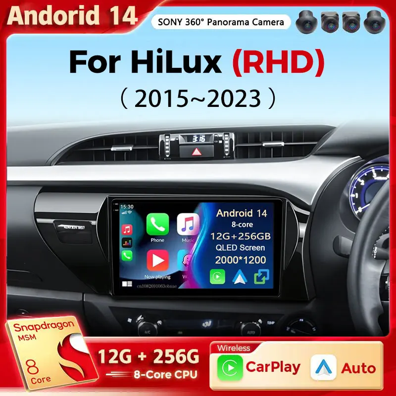 

Android 14 Car Radio Multimedia For Toyota Hilux 2015-2023 RHD Video Player Stereo Carplay 4G WIFI Auto GPS Navigation DVD 2 DIN