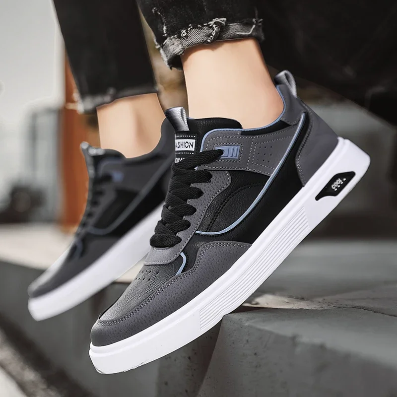 New High Quality Men's Shoes Stylish and Comfortable Sneakers Lace-Up Flats Men Non-Slip Leather Casual Shoes Zapatos De Hombre image 6
