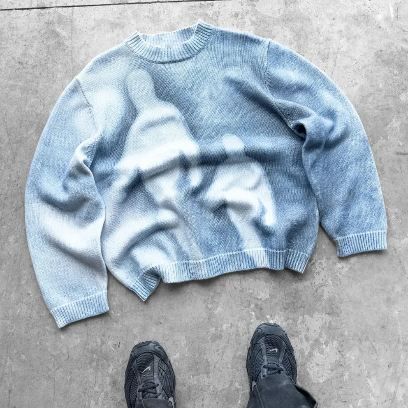 Populaire herfst winter straatontwerp humanoïde patroon print top casual outdoor lange mouwen ronde hals eenvoudige veelzijdige truien