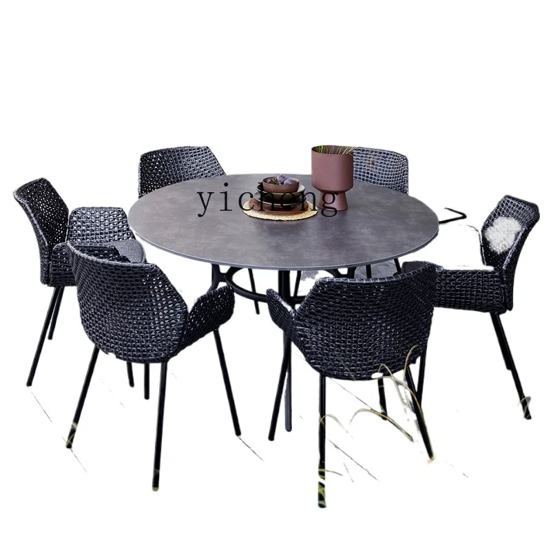 

ZK Outdoor Rattan Table and Chair Courtyard Villa Outdoor Terrace Leisure Area Rattan Chair