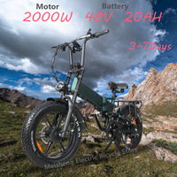 E-BIKE CF 2000W 48V 20AH 20-inch fat tires, aluminum alloy frame, hydraulic brakes, adult electric bicycle with pedal foldable.