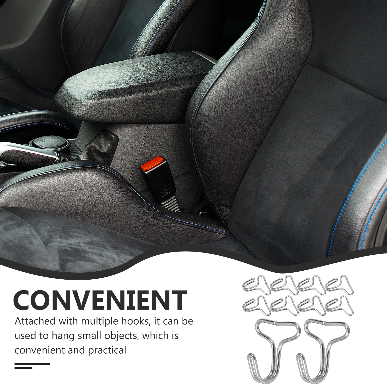 

50Pcs Reliable Stainless Steel Car Seat Cover Hooks Headrest Cushion Clips Convenient Hanger