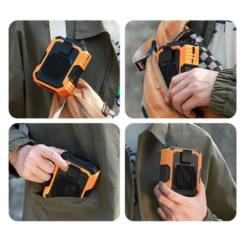 Носимый персональный вентилятор емкостью 4000 мАч, портативный мини-вентилятор на талию, 3-скоростной USB-перезаряжаемый поясной вентилятор с зажимом