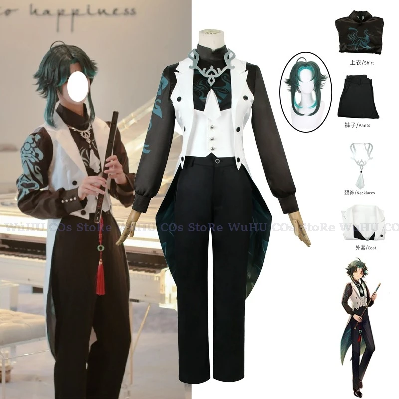 2023 gioco Genshin Music Cosplay 2024 Costume Xiao Cosplay Costume Xiao parrucca uomini adulti Halloween Party Roleplay Suit Set completo