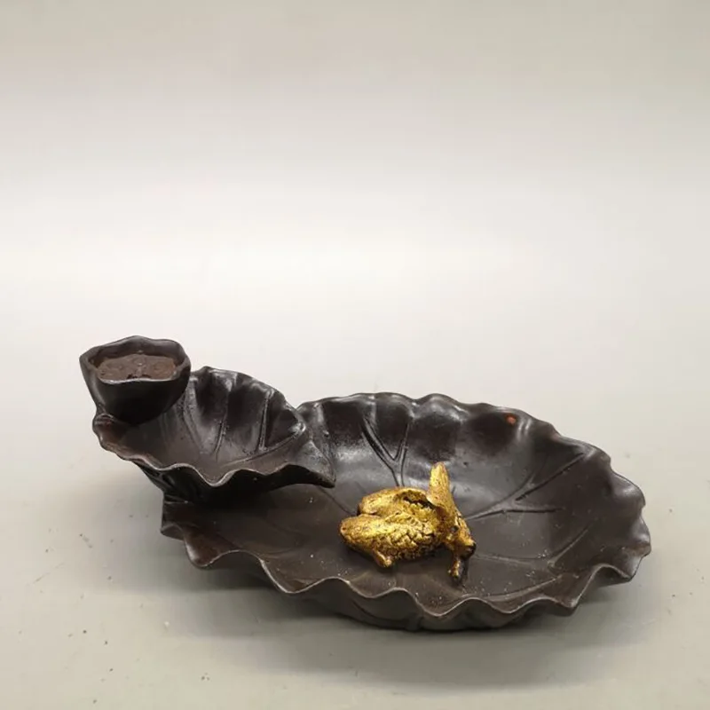 

Collectible Yearly Fish Copper Gilt Backflow Incense Home Living Room Ornament Incense Burner Copper Incense Burner Decoration