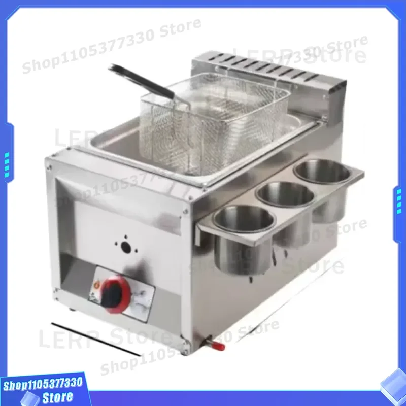 Commercial Desktop Gas Deep Fryer 8L Double Tank Stainless Steel Automatic Basket for Restaurant Kitchen Heavy Duty Cooking
