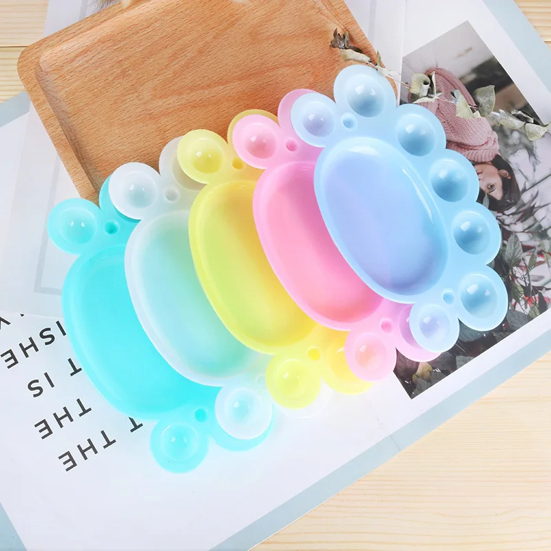 2pcs Footprint Shape Plastic Palette Art Paint Plastic Drawing Tray Color Palette For Oil Watercolour White Painting Pallet