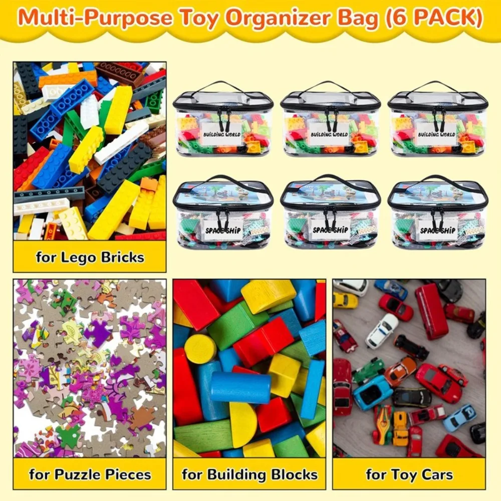 Hot with Name Tag Toy Storage Bag Manual Pocket Transparent Storage Bucket Waterproof PVC Handbag Parts Classification