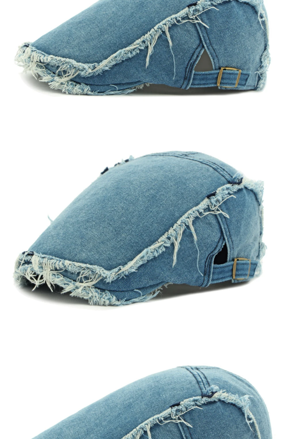 HT4792 Baskenmützen für Herren und Damen, Vintage Künstler-Mütze, Verstellbare Baumwoll-Ivy-Caps, Shabby Denim Baskenmütze – Detail 11