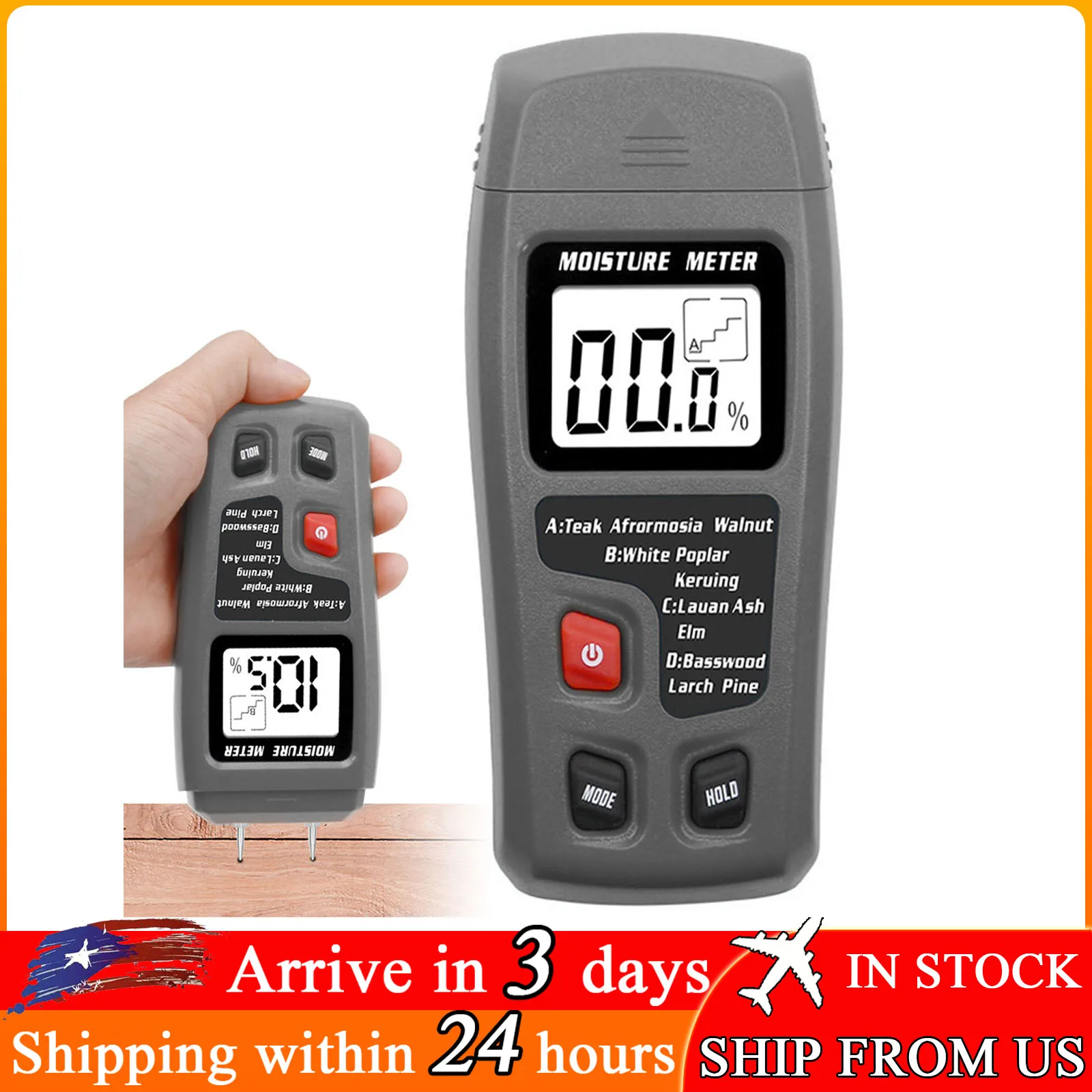 

Wood Moisture Meter 9V Digital Moisture Detector with Indicator Accurate Humidity Tester Hygrometer Timber Damp Detector