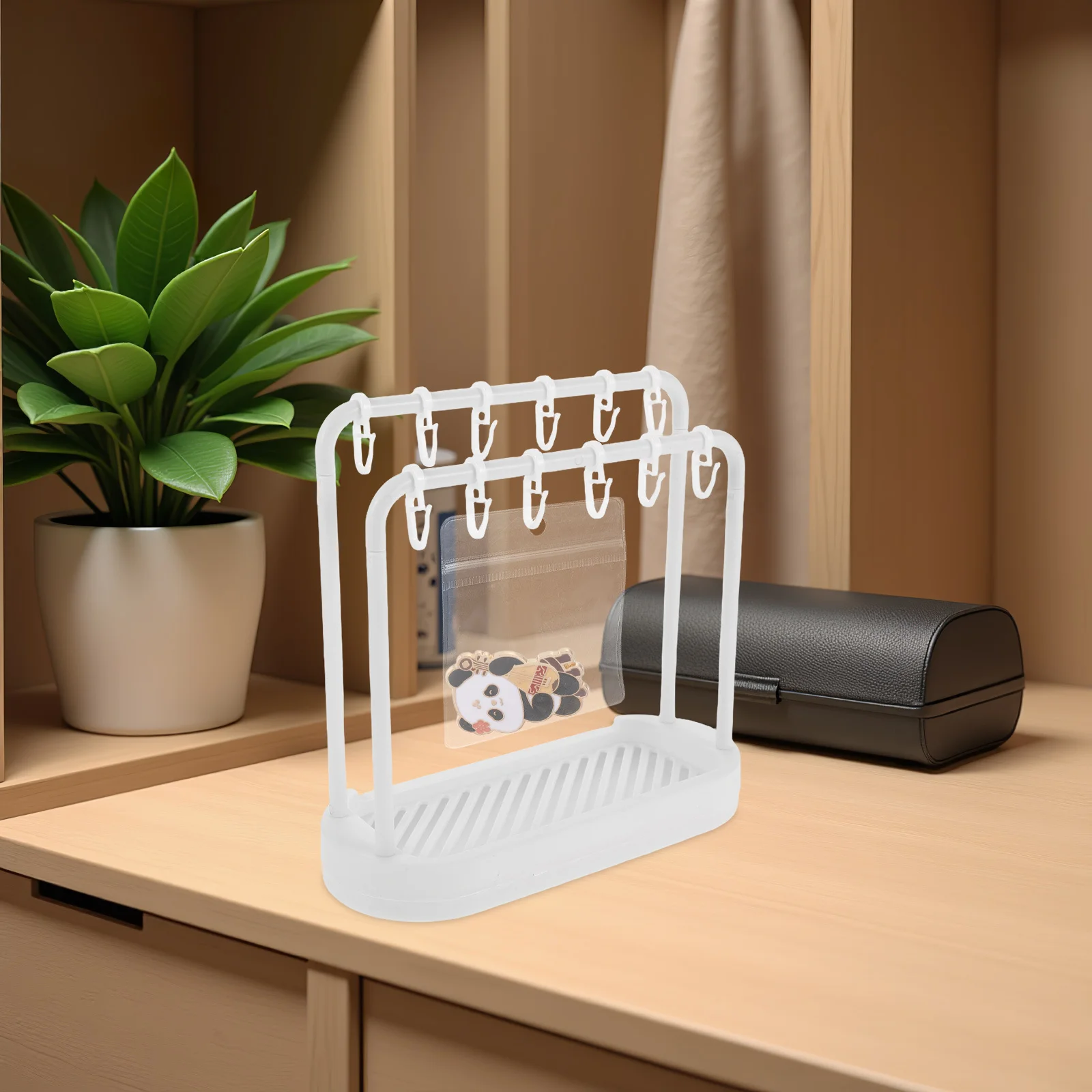 

1Set Plastic Dress Showcase Holder Clear Pockets Vertical Space Badge Display Stand Miniature Clothing Display Rack