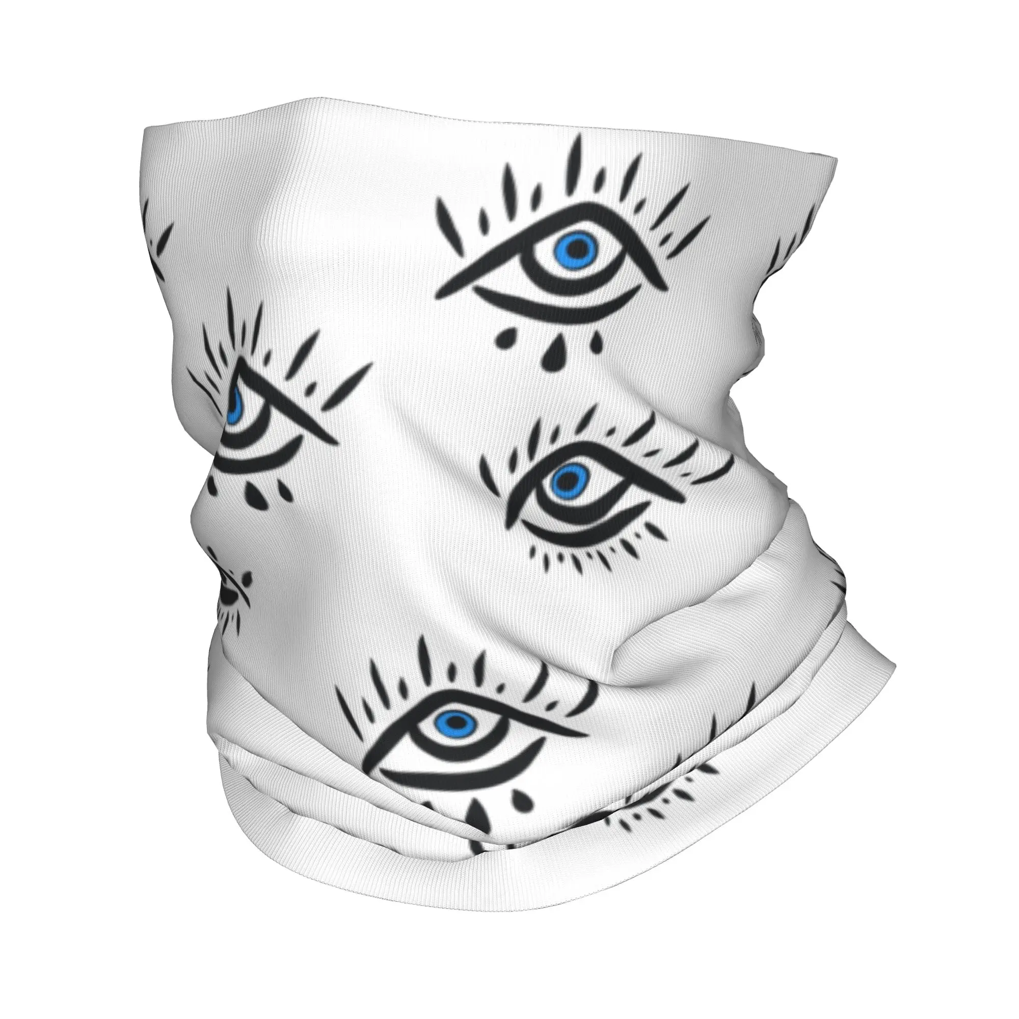 

Custom Blue Nazar Evil Eye Pattern Bandana Neck Gaiter Windproof Face Scarf Cover Women Men Turkish Lucky Charm Headband Tube