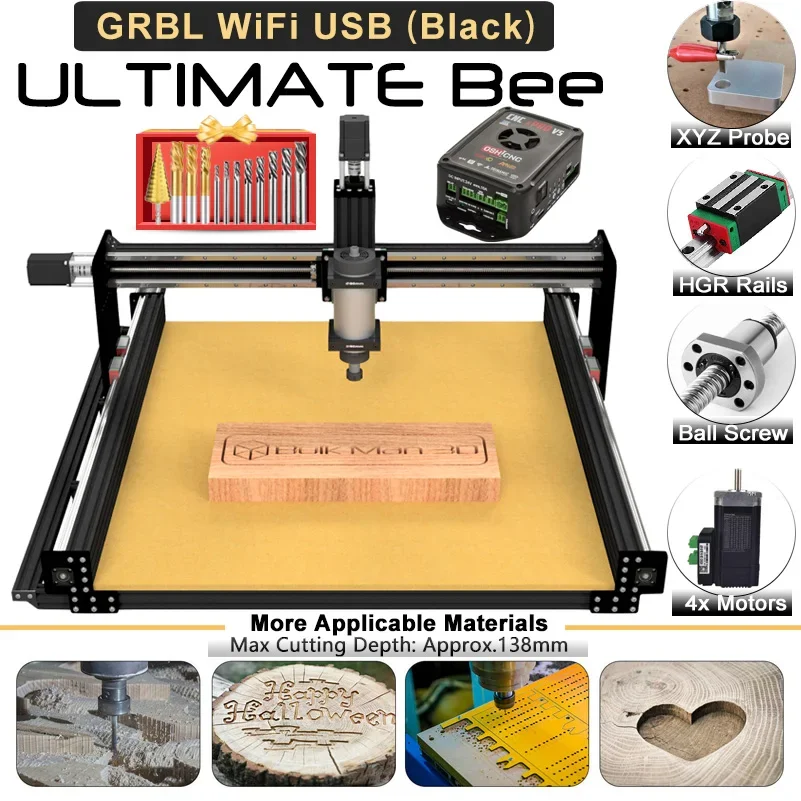 21%OFF BulkMan 3D Black ULTIMATE Bee CNC Machine Full Kit Upgraded Ball Screw Milling Engraver 500x750mm to 1500x1500mm