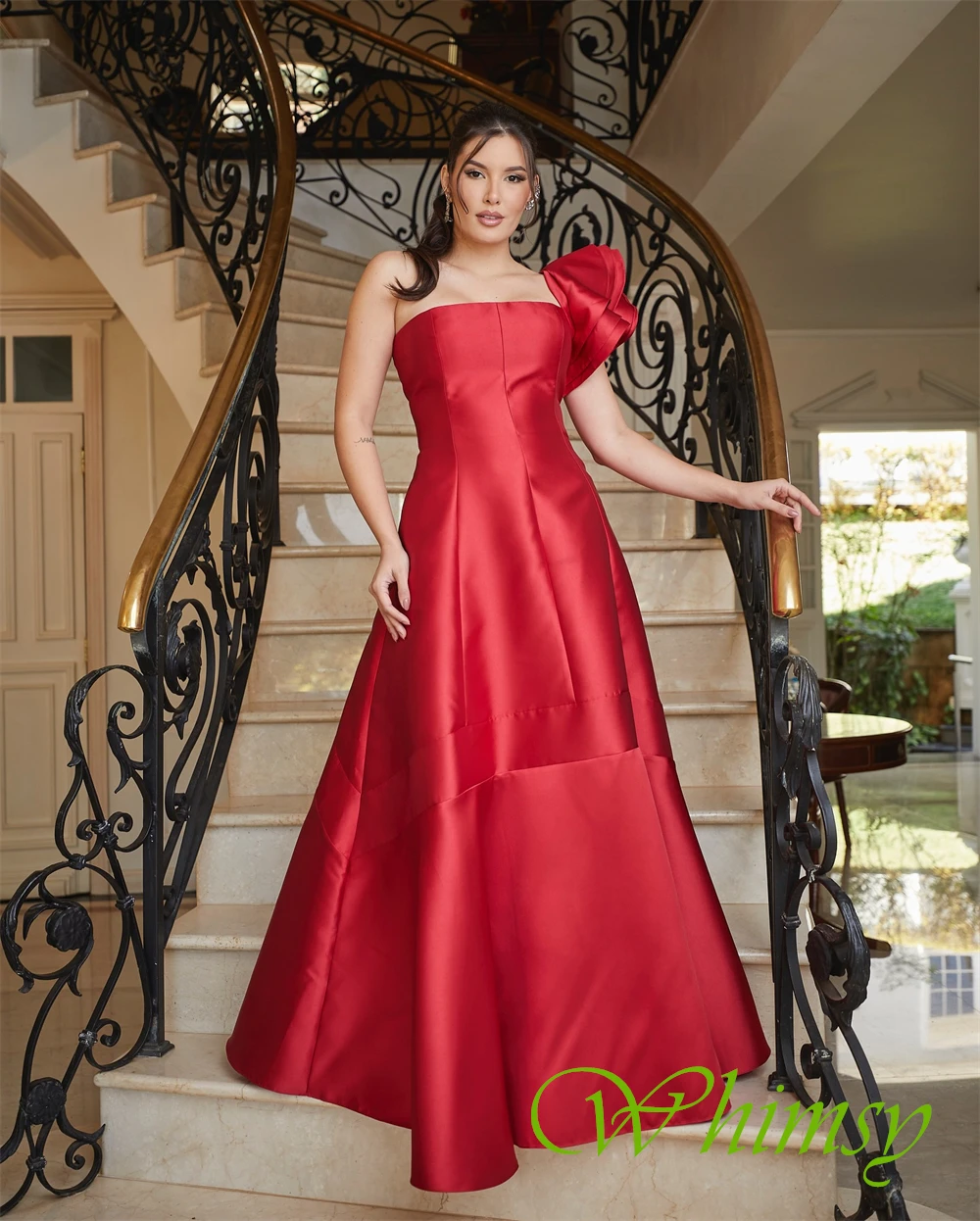 Customized Luxury One Shoulder Sleeveless Evening Dress Elegant Homecoming Dress Temperament Sweep Train Bespoke Occasion Gowns