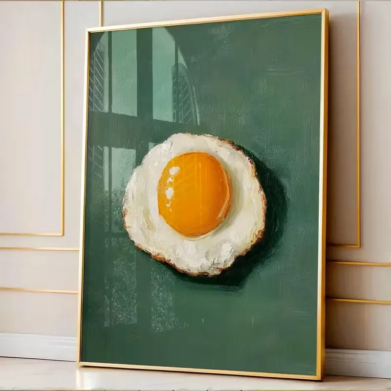 

Retro Egg-frying Art Green Canvas Poster Classic Kitchen Dining Room Wall Paintings Food-themed Artworks Home Decoration Prints