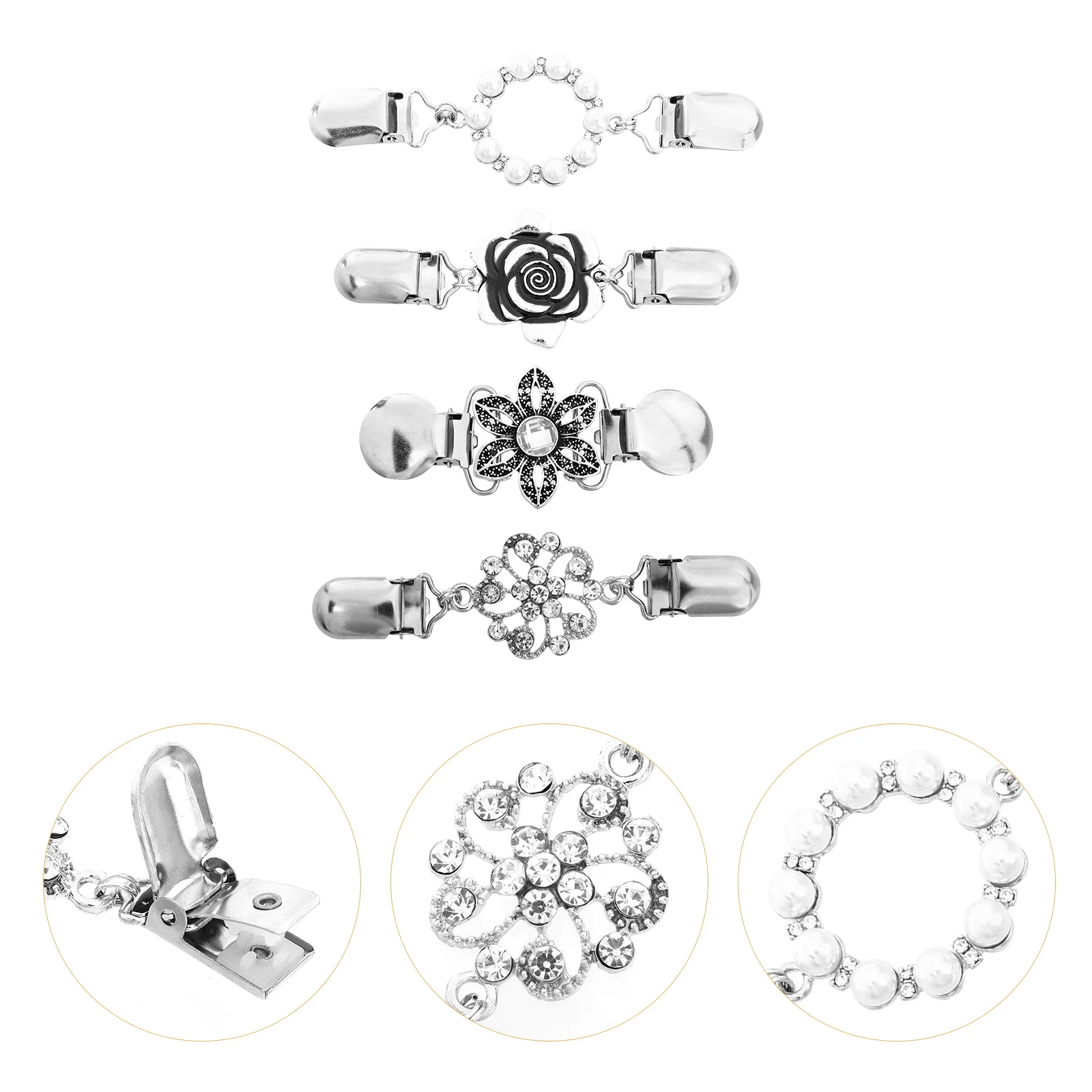 4 قطعة نمط الأزهار خمر شال كليب سترة أنيقة طوق فستان بروش كليب النساء الملابس التبعي دبابيس تثبيت عصرية #5