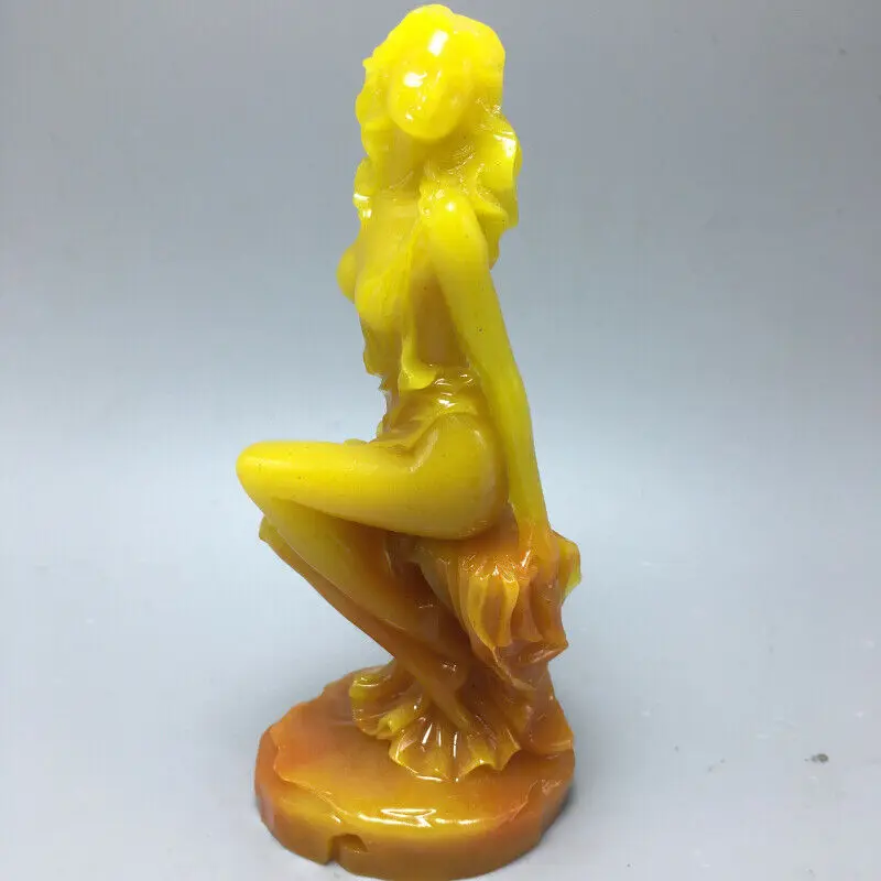 Exquisite beautiful orange chalcedony hand-carved beautiful naked woman decorate