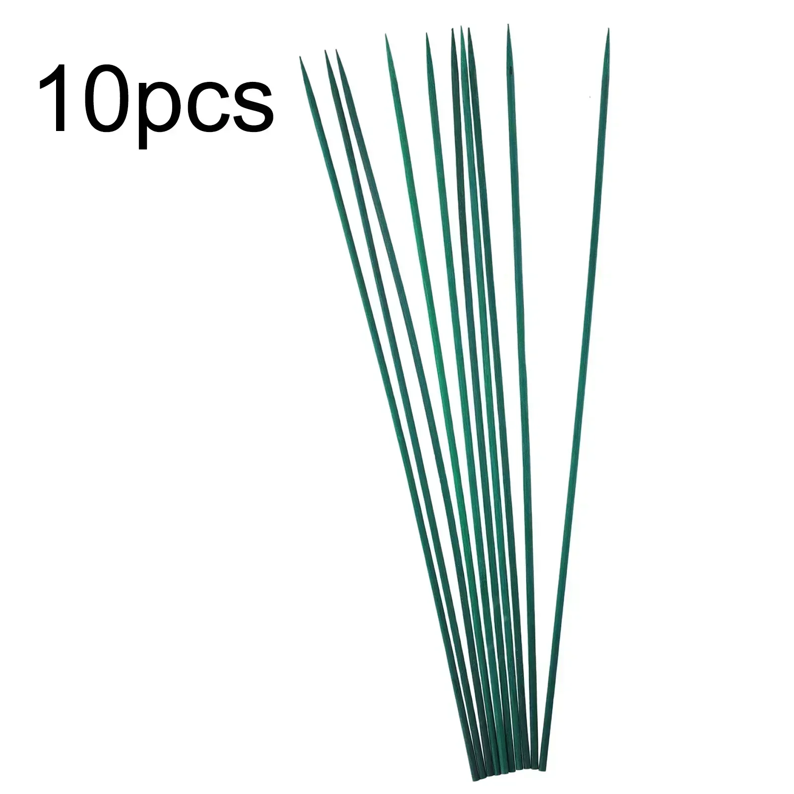 10pc 40cm Plant Stake KIT Wood Stick Floral Green Bamboo- Plant Support Stakes Canes End Floral Stake Gardening Tool