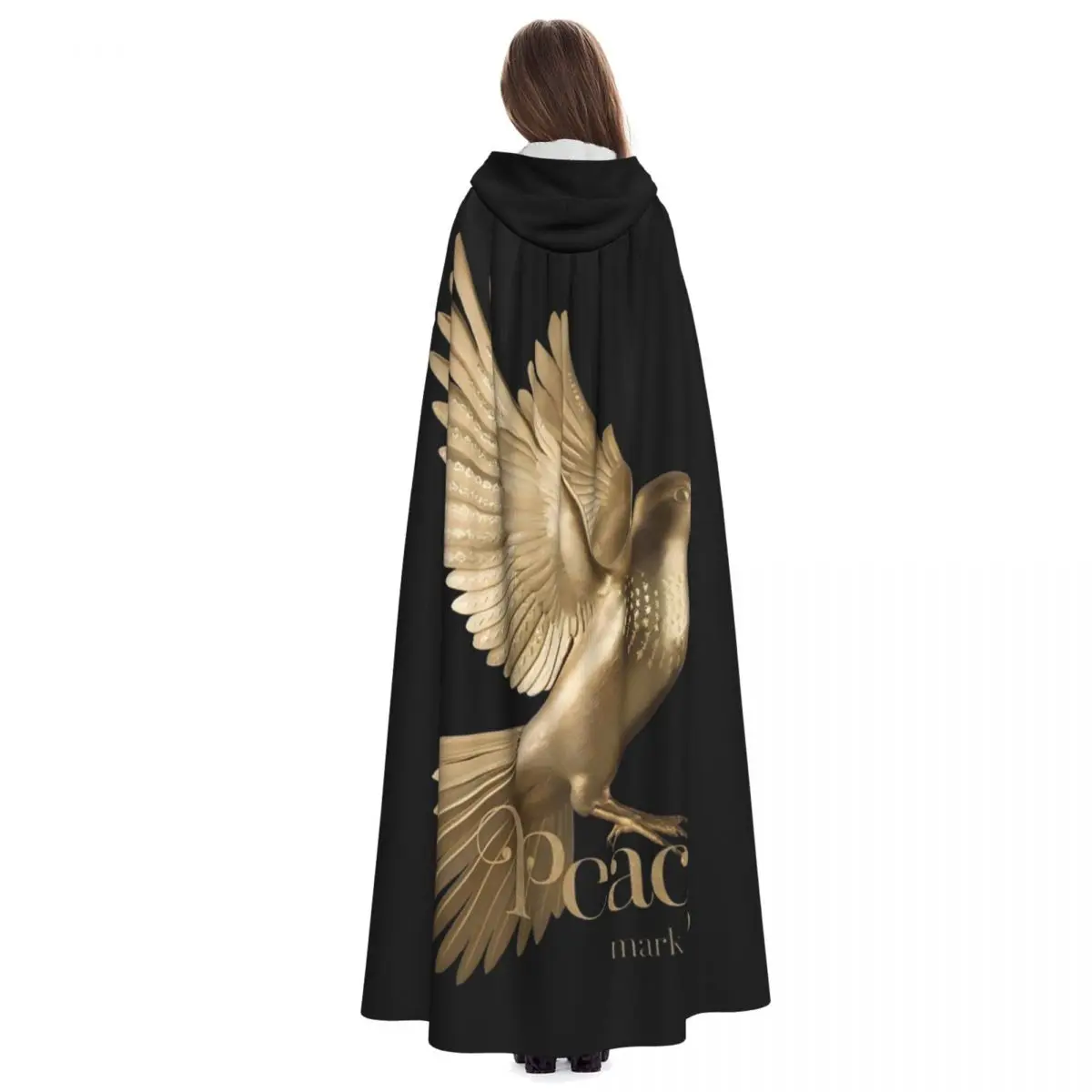 Paz ouro pomba voadora longa capa com capuz bruxa traje medieval cosplay capa halloweencoat adulto unisex
