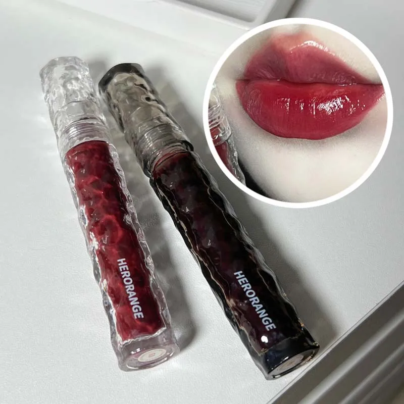 HERORANGE Glacier Rock Mirror Water Glazed Lip Glaze Moisturizes and Moisturizes, Forming a Film That Is Not Easy to Fade