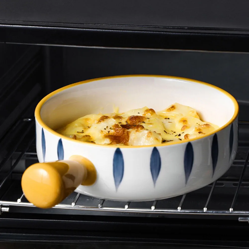 

Household Ceramic Baking Bowl Multiuse Round Smooth Food Serving Dessert Fruit Salad Soup Bowl Easy Clean