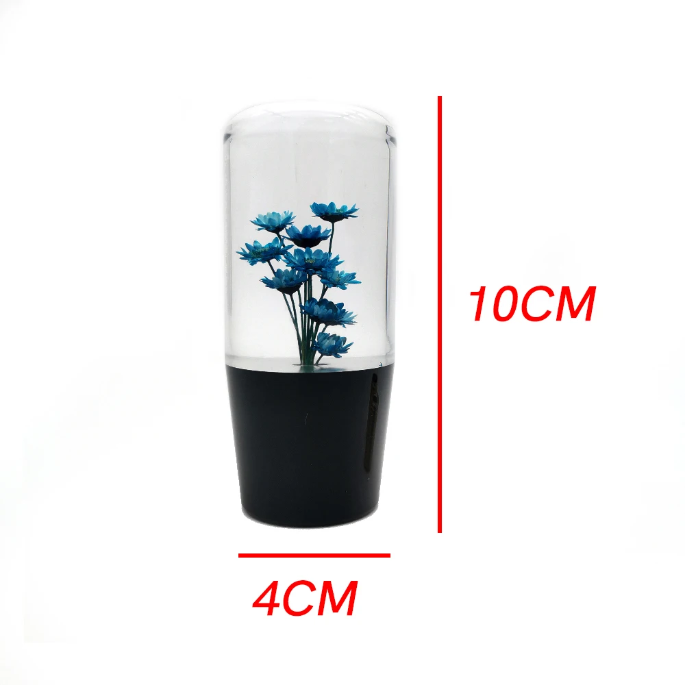 10CM Bright Real Flower Crystal Car Gear Stick Shift Knob Shifter Lever JDM Modified Car Accessories