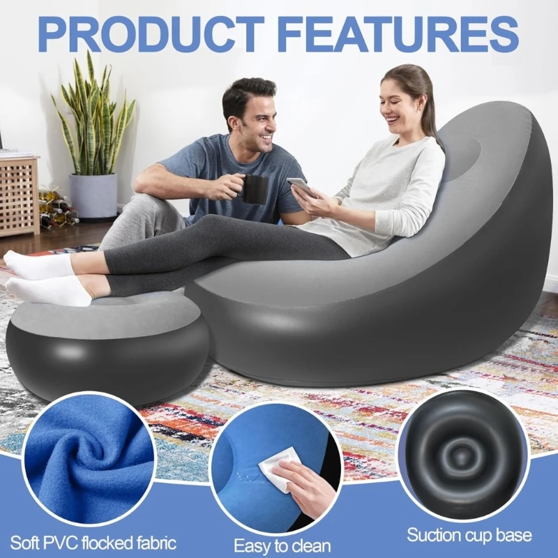 أريكة قابلة للنفخ للبالغين، كرسي مريح قابل للنفخ مع مضخة عثمانية للأسطح المتدفقة، كرسي هوائي بجودة عالية #3