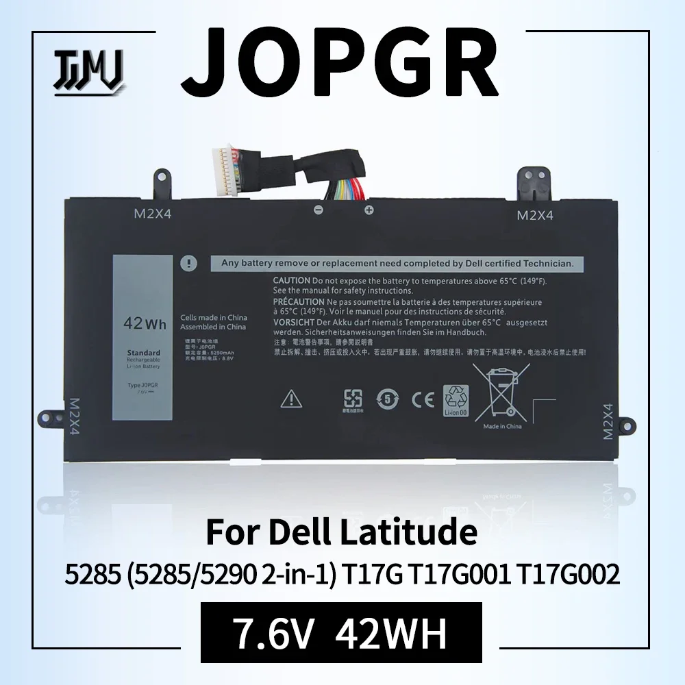 

J0PGR Laptop Battery Replacement for Dell Latitude 12 5285 5290 2-in-1 T17G 0J0PGR JOPGR 1WND8 X16TW 0X16TW 0FTH6F 7.6V42Wh4Cell