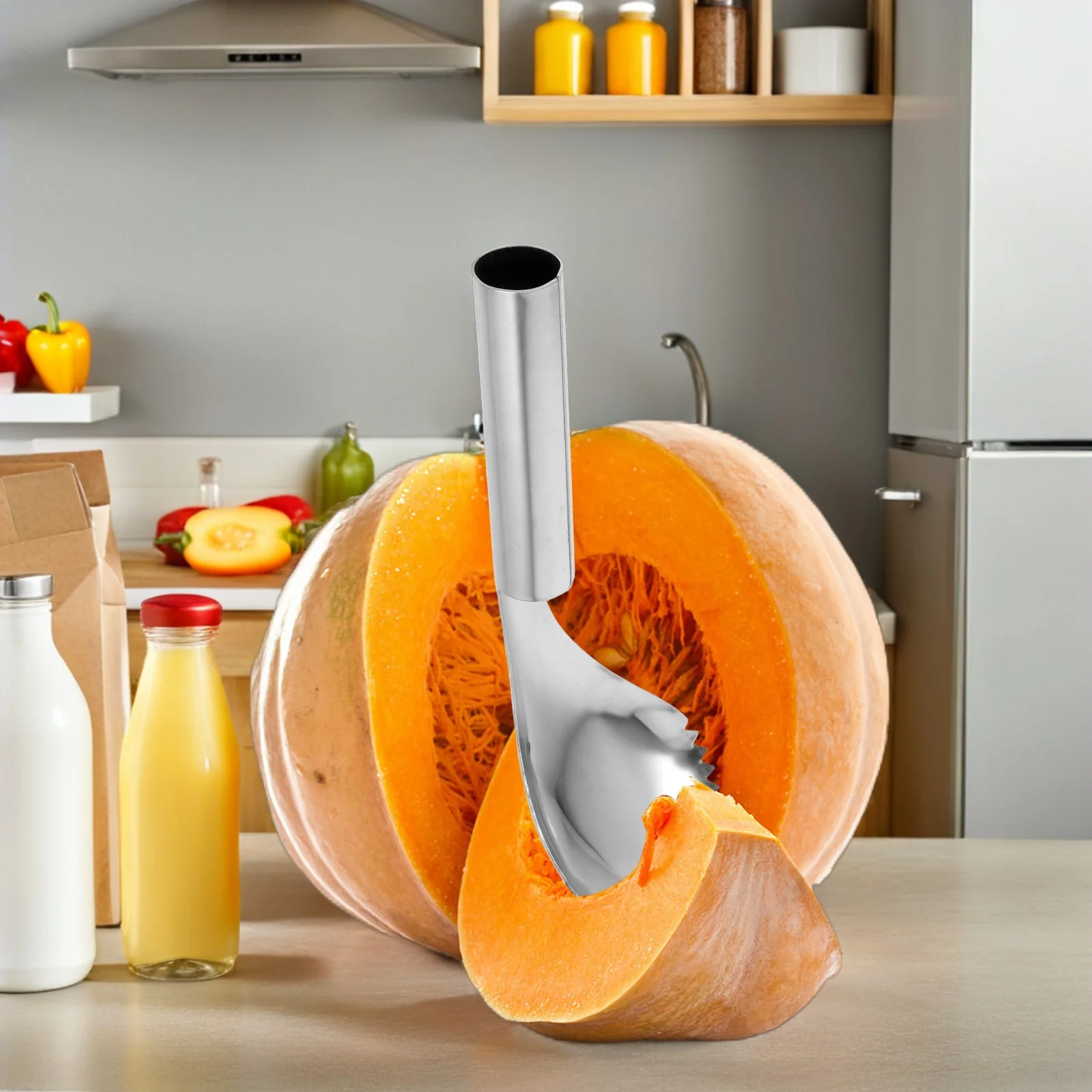 Scooper per zucca in acciaio inossidabile per frutta, utensile da cucina manuale, cucchiaio per rimozione nucleo di zucca, accessorio da cucina