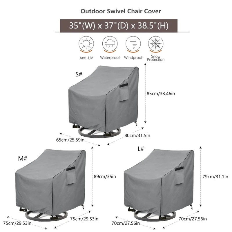 Chair Cover Heavy Duty Oxford Material With Reinforced Edges Universal For Patio Garden Chair B03E