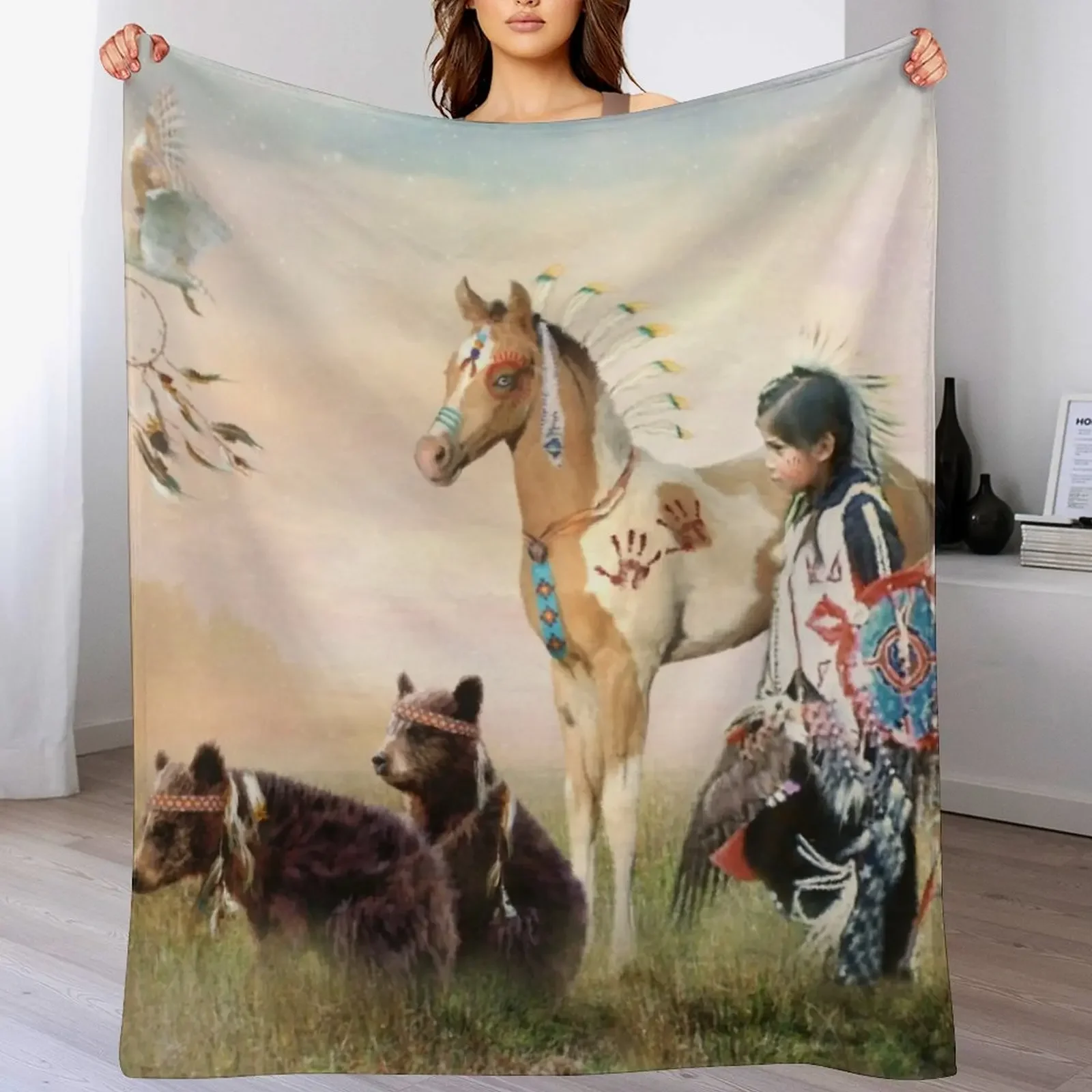 Little Warriors Throw Blanket Outdoor Soft Blanket for Picnic Beach Camping